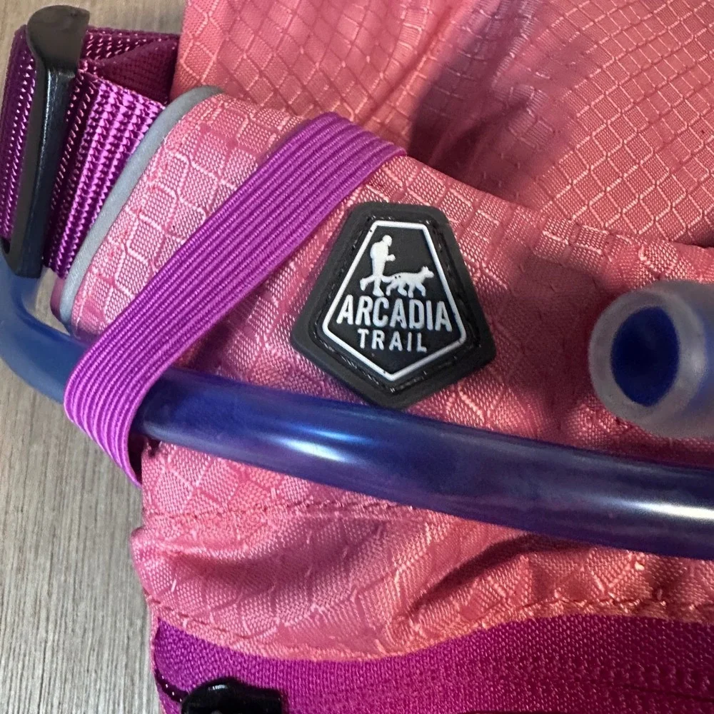 Arcadia Trail Pink Dog Hydration Pack Harness Water Bladder Vest Large Hiking
